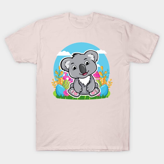 Happy Baby Koala with Colorful Easter Eggs T-Shirt by MzM2U